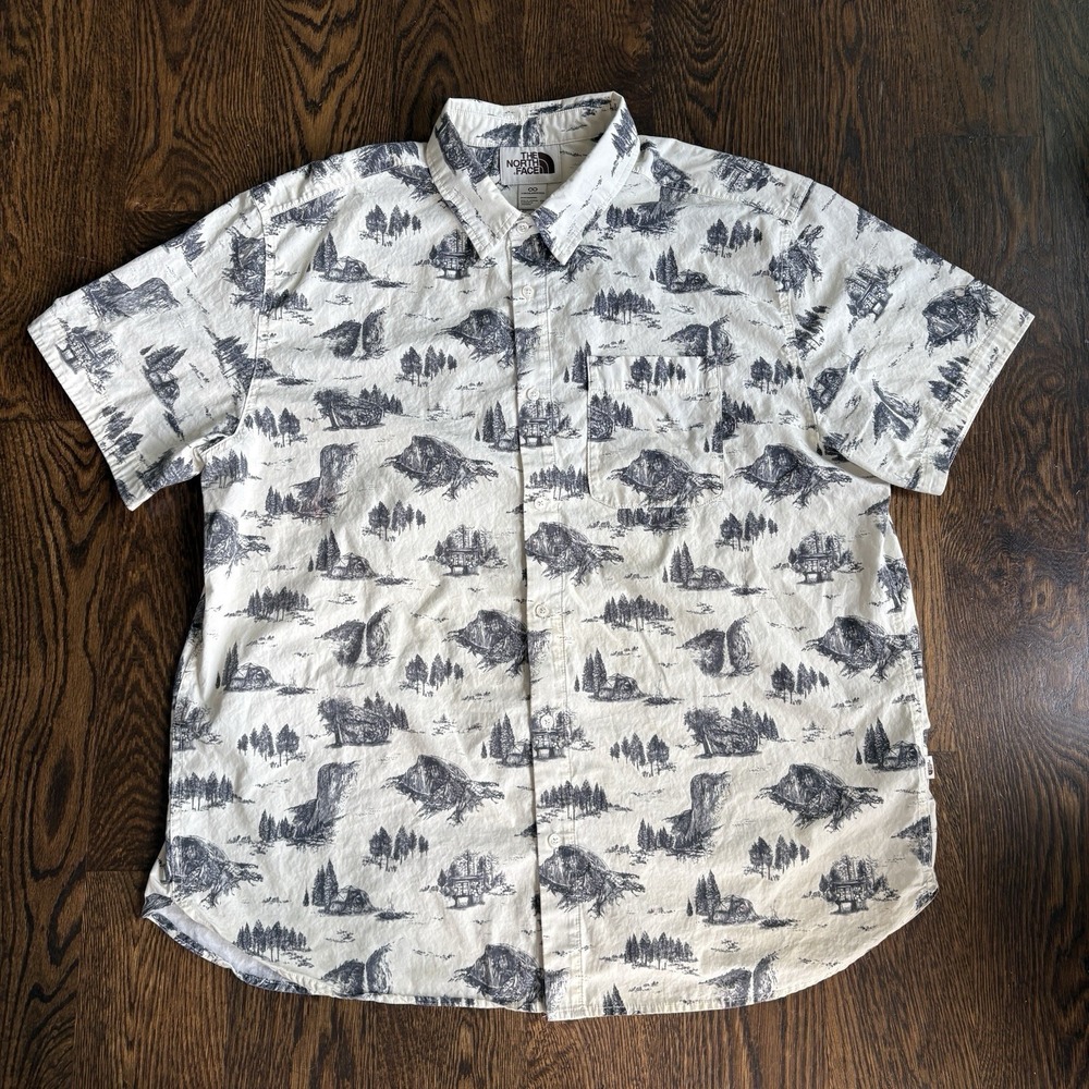 The North Face XXL Mens Circular Design Yosemite Baytrail Toile Print Shirt